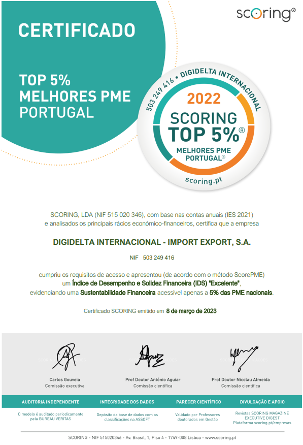 DIGIDELTA INTERNACIONAL 503249416 CERTIFICADO TOP 5 2022